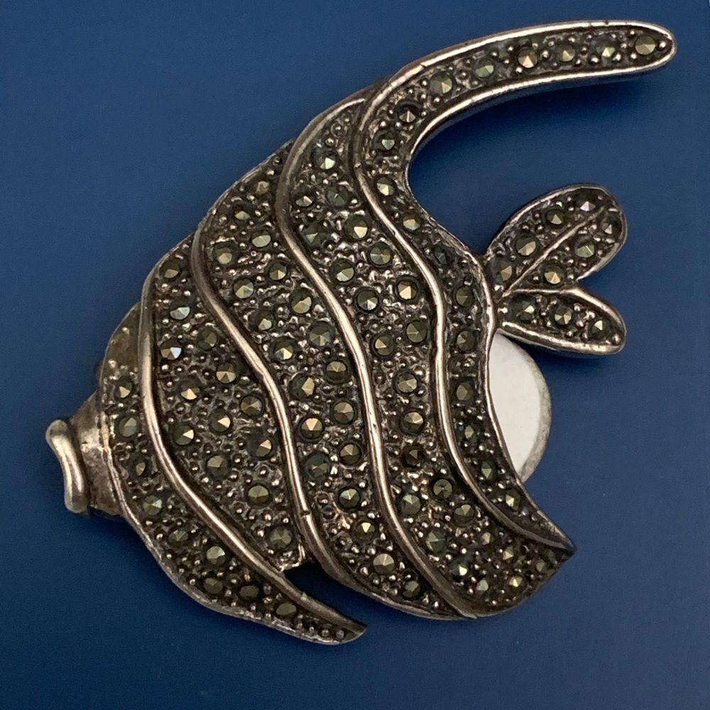 Angel Fish Marcasite Sterling Silver Brooch